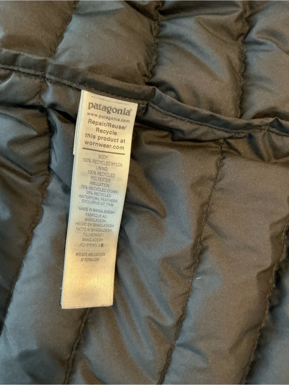 PATAGONIA Kids Down Puffer Jacket Full Zip Insulated Coat | Black | Size 7-8